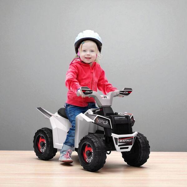 slide 2 of 20, 6V Kids Electric ATV Quad Ride-On Toy with Forward/Backward Function, Wear-Resistant Wheels, for Toddlers Ages 18-36 Months White