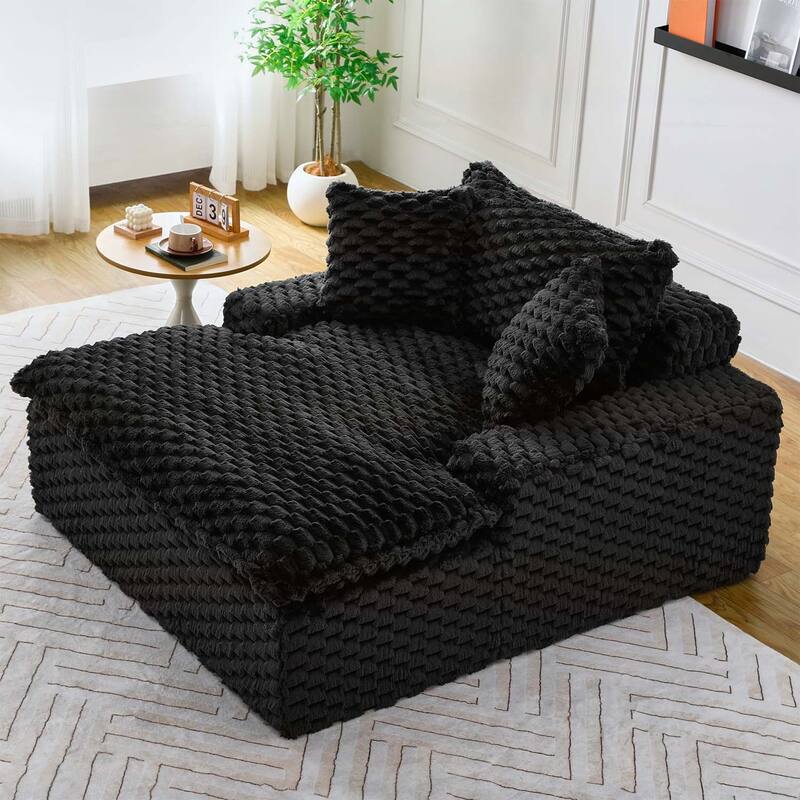51-Inch Comfort-Bearing Sofa with Two Pillows and One Backrest,Ideal for Bedrooms and Living Rooms in Various Styles - Black