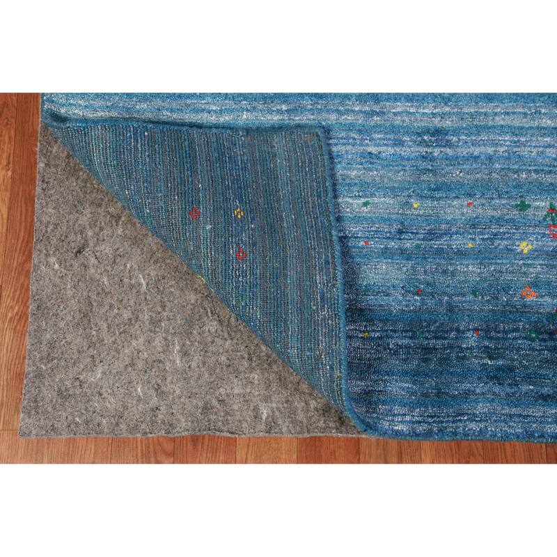 Hand Knotted Oriental 100% Wool Carpet Tribal Tribal Navy Blue & Blues Gabbeh Area Rug - 9' 10'' X 7' 10''