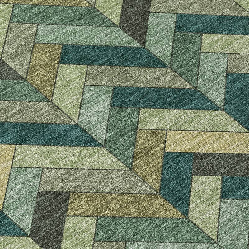 Machine Washable Indoor/ Outdoor Modern Chevron Chantille Rug