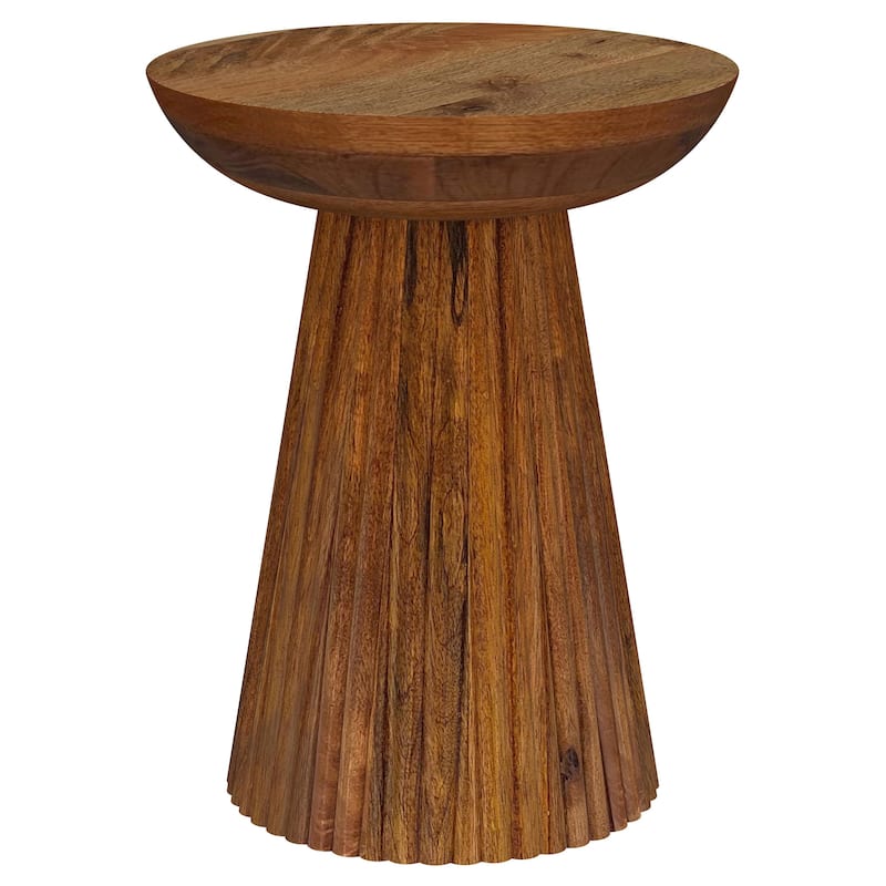 Aureo Round Solid Wood Accent Side Table Wild Honey - Wood - Wild Honey