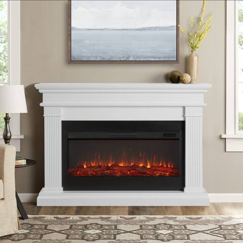 Beau Electric Fireplace in White - 58.5L x 11.375W x 42.125H