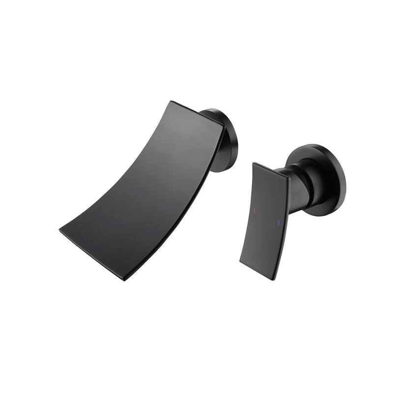Modern Single Handle Wall Mounted Waterfall Bathroom Sink Faucet with Curved Spout, Anti Corrosion and Rust Resistant