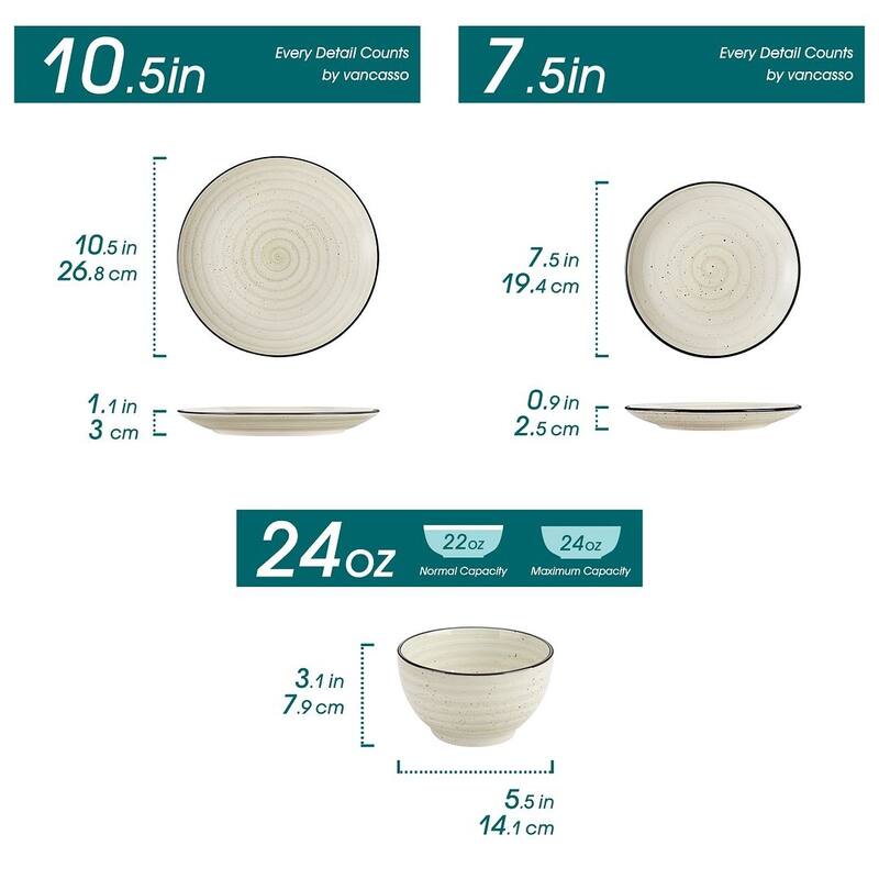 vancasso Bonbon Stoneware 12-Piece Timeless Classic Dinnerware Set