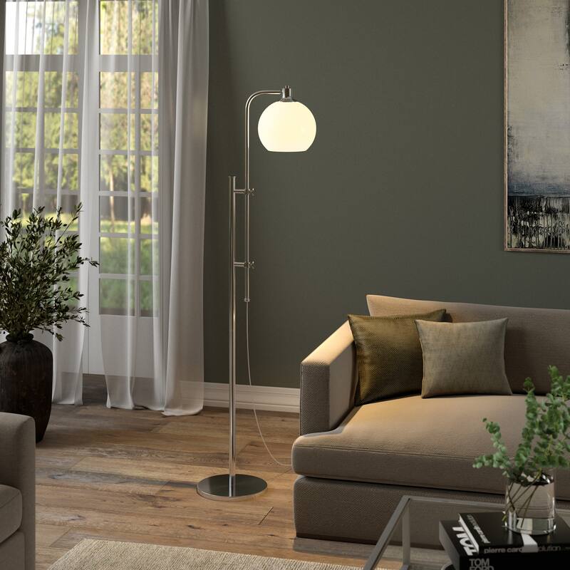 Antho Height Adjustable Floor Lamp with Glass Shade