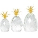 preview thumbnail 5 of 8, Clear Crystal Faceted Pineapple Fruit Decorative Sculpture with Gold Leaves (Set of 3)