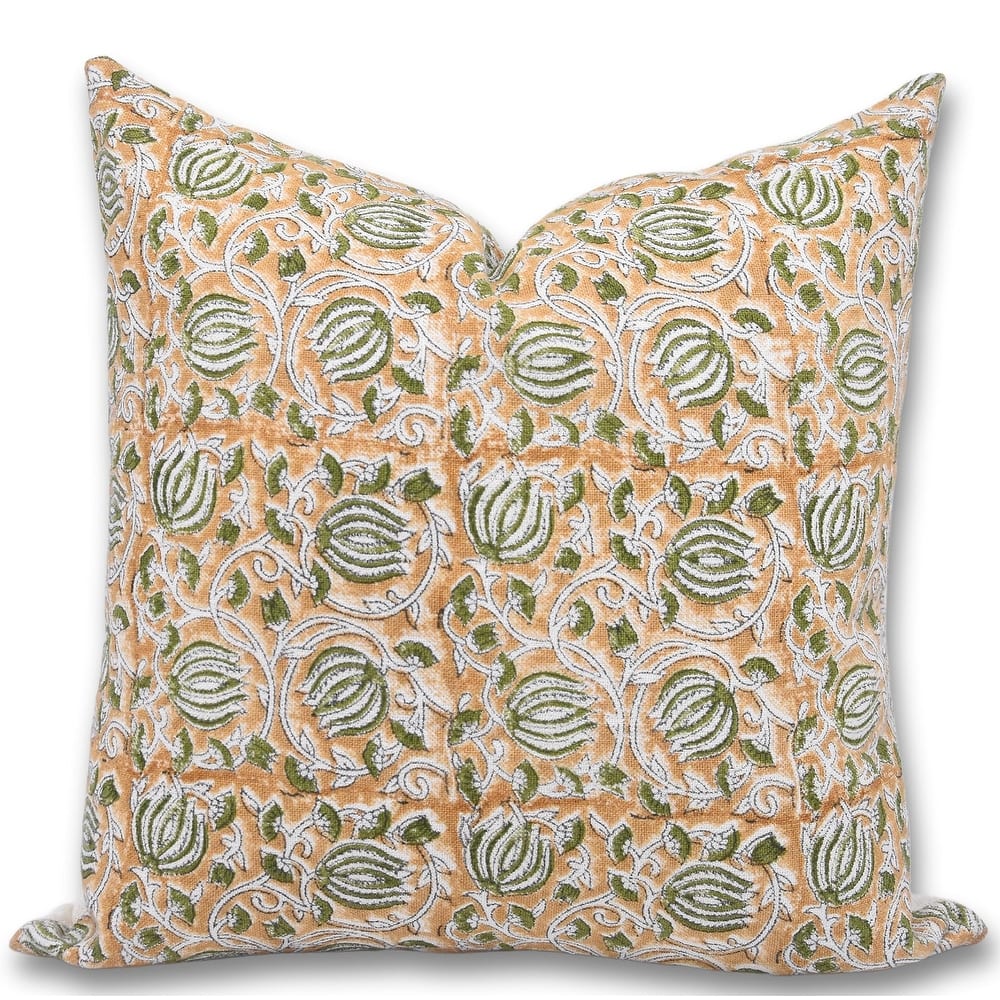 Fabdivine Heavy Linen Handmade Block Print Cushion Cover Brown