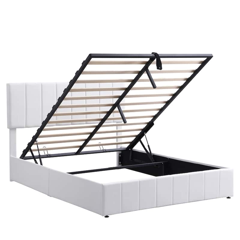 GDFStudio Upholstered Platform Bed with a Hydraulic Storage System
