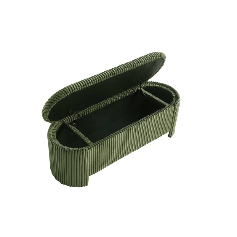 Furniture of America Jorvien Modern 50-inch Oval Corduroy Storage Bench