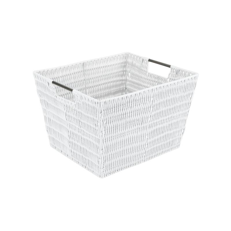 Simplify Large Rattan Storage Tote Basket in Charcoal