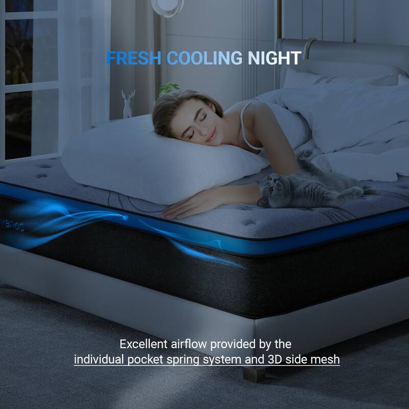 12 Inch Hybrid Mattress in a Box, Medium Firm Pocket Spring and Gel Memory Foam Mattress, Edge Support, CertiPUR-US Certified