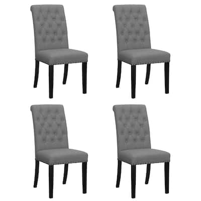 Nantucket Grey Upholstered Tufted Back Dining Chairs (Set of 4)