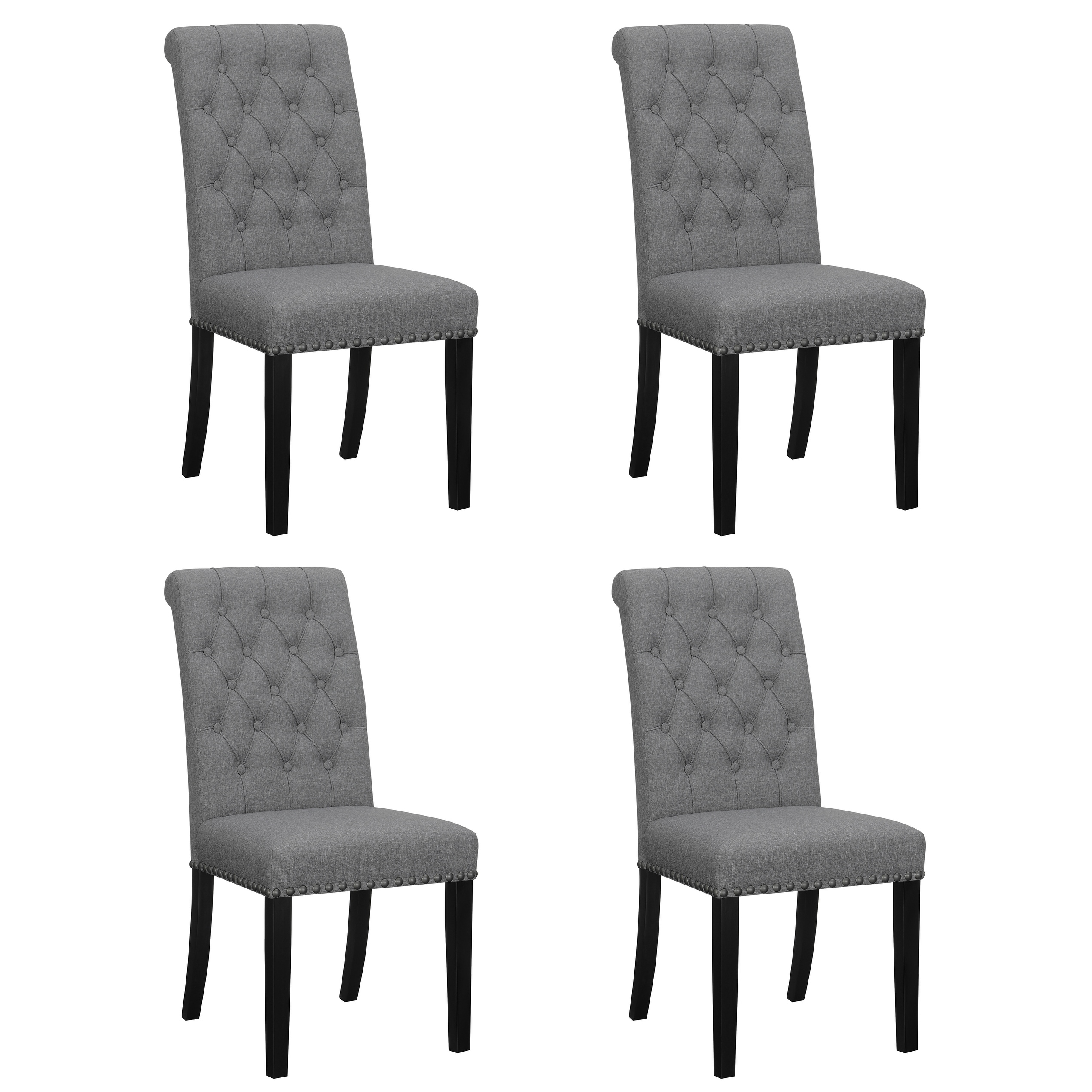 Nantucket Grey Upholstered Tufted Back Dining Chairs (Set of 4)