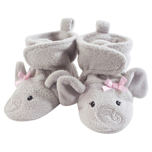 slide 1 of 1, Hudson Baby Infant Girl Cozy Fleece Booties, Pretty Elephant Pretty Elephant - 12-18 Months