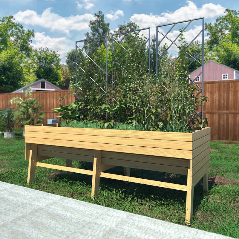 VEIKOUS 6 FT Oversized Cedar Raised Garden Bed with Legs, Large Planter Box with Detachable Liner - Natural