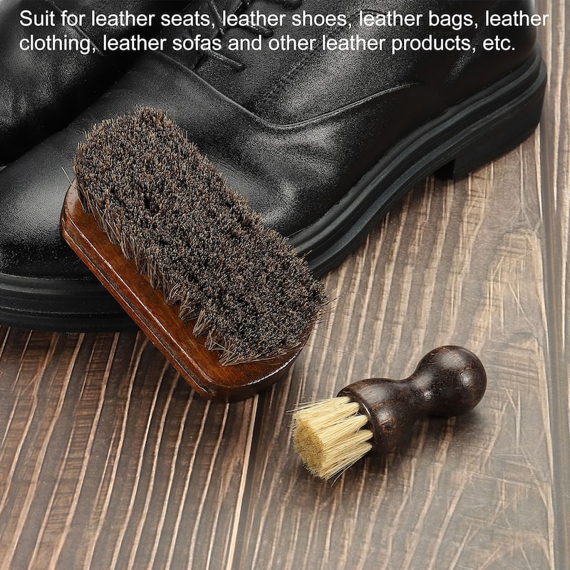 Horsehair Shoes Brush 2Pack Mini Polish Daubers for Leather Boots, Brown