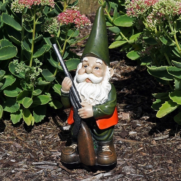 Sunnydaze Hank the Hunting Gnome Garden Statue and Lawn Ornament - 12-Inch - Hank, 12 Inch