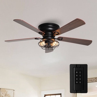 Enclosed 20Inch Low Profile Crystal Ceiling Fan With 7 Hidden