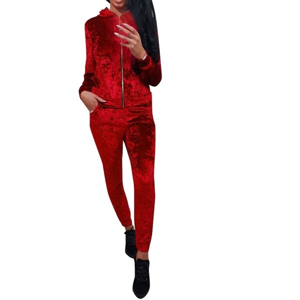 crushed velvet jogging suit