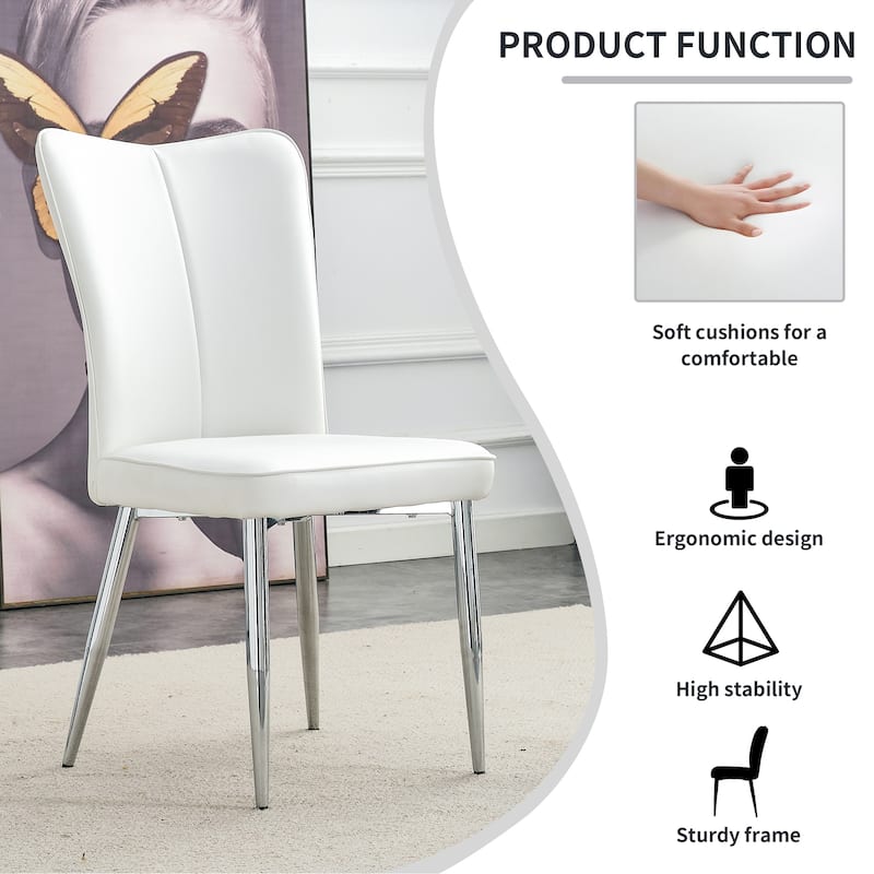Modern Minimalist PU Upholstered Dining Chairs with Metal Legs