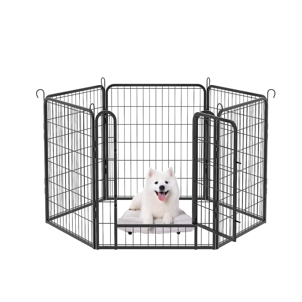 6 Panels Dog Fence Heavy Duty Metal Playpen with door