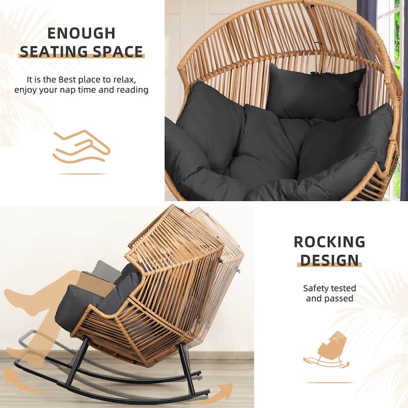 Futzca Wicker rocking egg chair (with cushions)