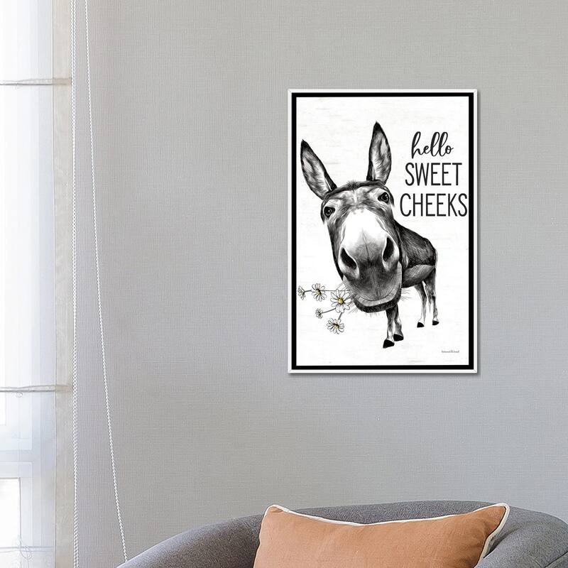 iCanvas "Hello Sweet Cheeks Donkey" by lettered & lined Framed Canvas Print