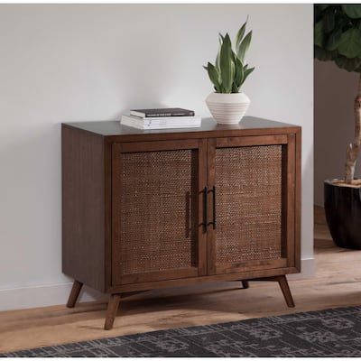 Classic Mid-Century Modern 2-Door Cinnamon Brown Accent Chest