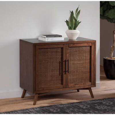 Classic Mid-Century Modern 2-Door Cinnamon Brown Accent Chest