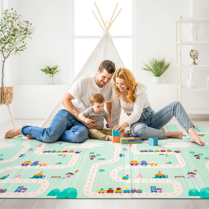 Sorbus Foldable Baby Kids Play Mat, Floor Foam Mats with Travel Bag - Waterproof Foldable - 78" x 70" x 0.4" - 78 x 70 x 0.4”