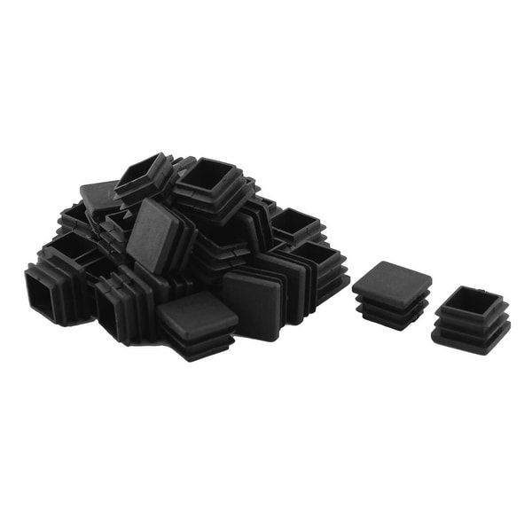 Home Office Plastic Square Table Chair Leg Tube Insert Black 20 x 20mm 30pcs