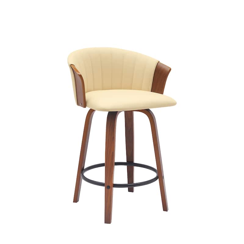 Diana Upholstered Wood Bar or Counter Height Swivel Stool