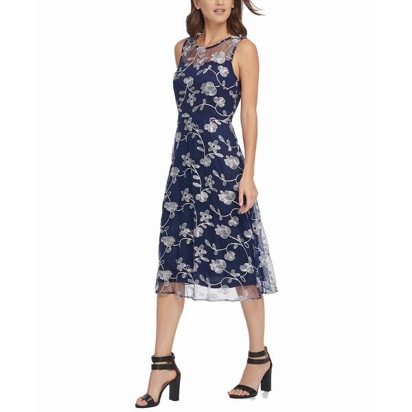 dkny blue dress Womens Shutter Pleat Calf Midi 10 night transitions DKNY Women's Sleeveless Gathered MIDI