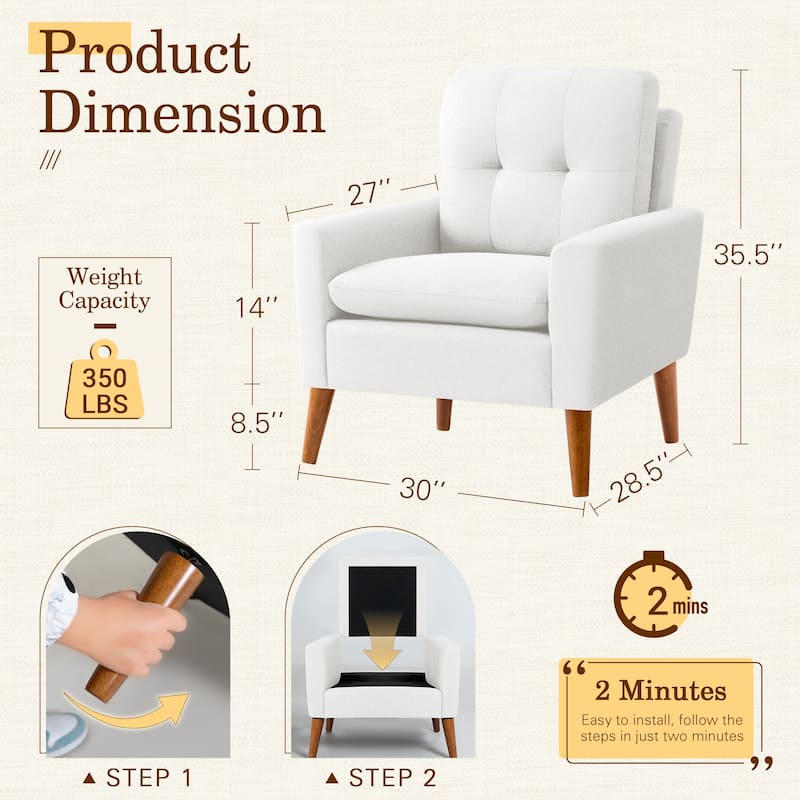 Furniwell Accent Chairs Modern Lounge Chair Mid Century Modern Arm Chair for Living Room and Bedroom