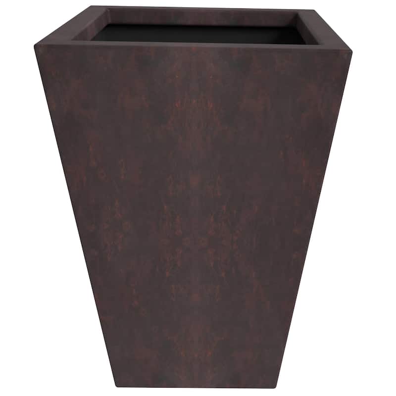 Serene Fiberstone and Clay Tapered Square Plant Pot with Drainage Holes For Indoor Outdoor Home Office Patio Porch Garden Decor