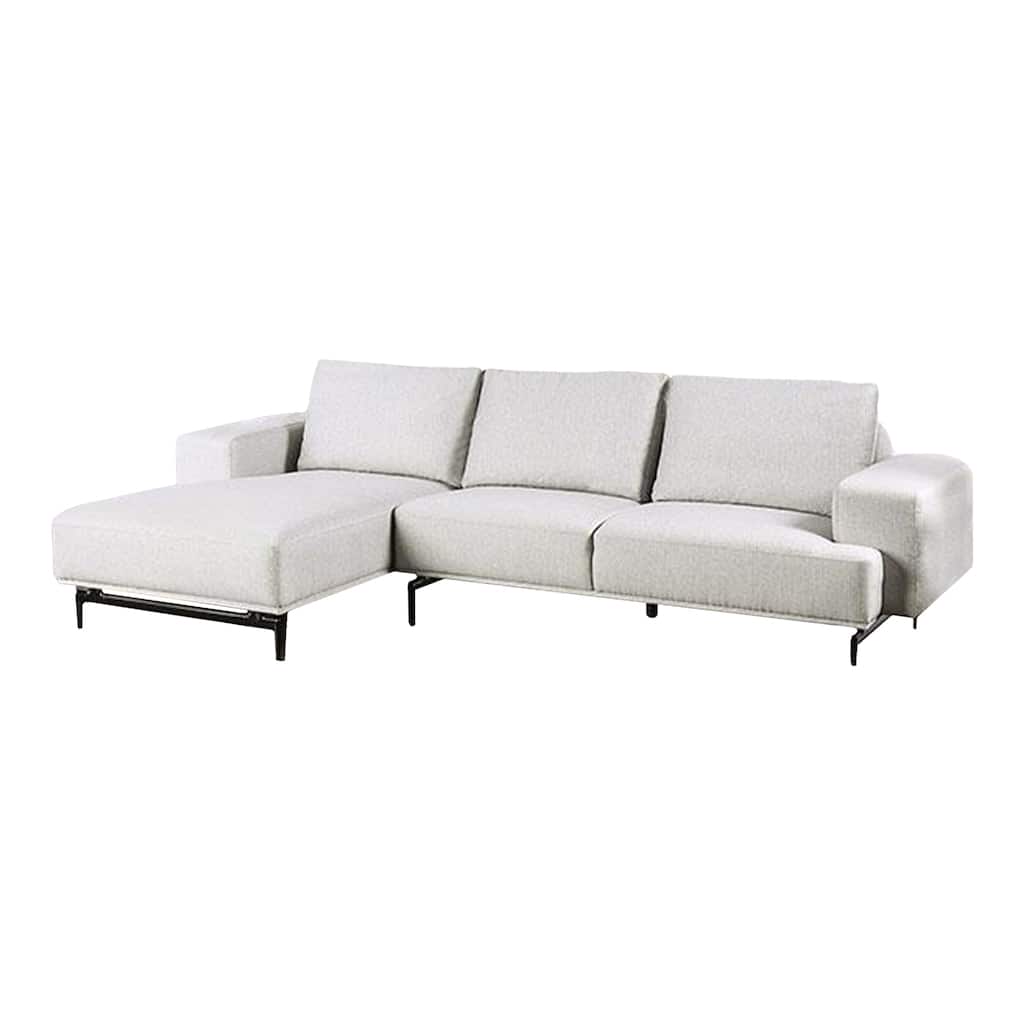 Aera Sectional Sofa w Left Chaise, Light Gray Wool, Black, 119 Inch