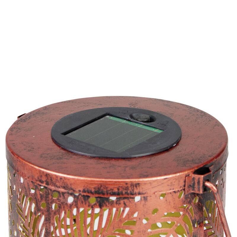 8" Bronze Foliage Outdoor Solar Lantern with Handle - 7