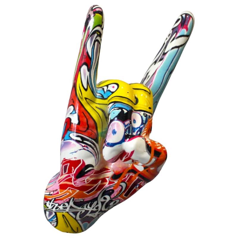 Interior Illusions Plus Street Art Rock On Hand Wall Mount - 9" tall