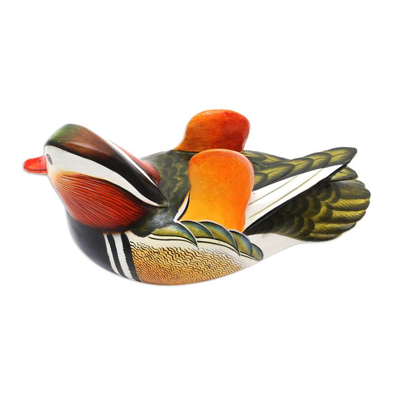 Novica Handmade Colorful Mandarin Wood Sculpture