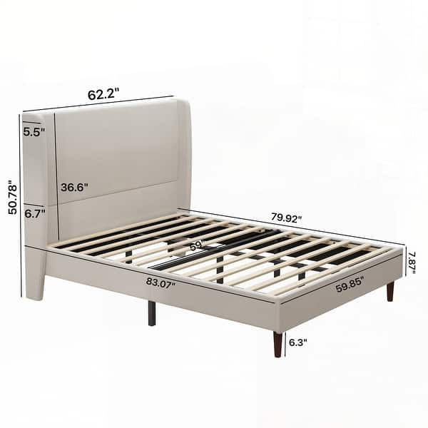 dimension image slide 5 of 27, Harper Tall Headboard Upholstered Bed