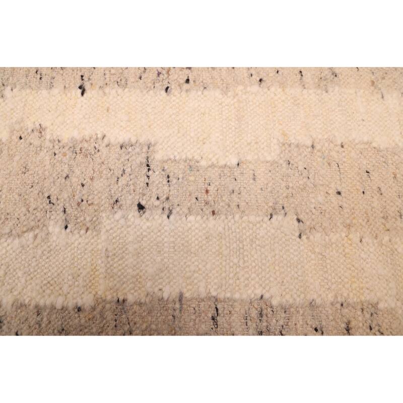 ECARPETGALLERY Flat-Weave Marrakech Cream Wool Kilim - 5'6 x 7'4