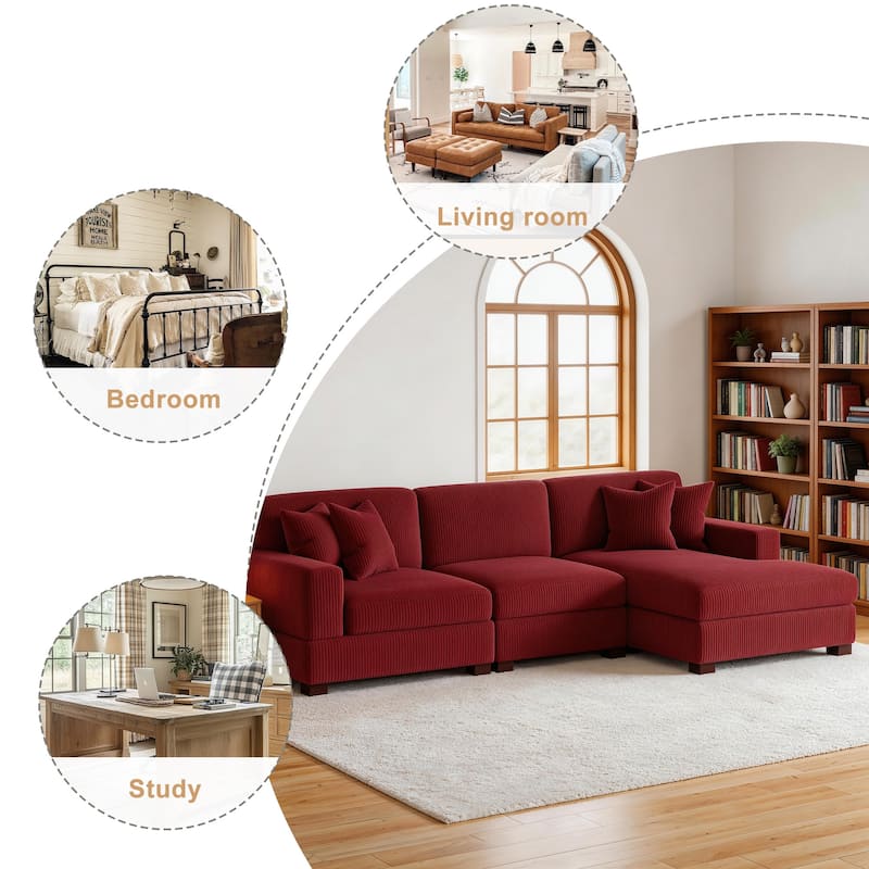 Oversized L-shaped Modular Sectional Sofa with Chaise Lounge