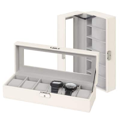 6 Slot Watch Display Case Watch Box Organizer, Father's Day Gift Watch Holder Organizer