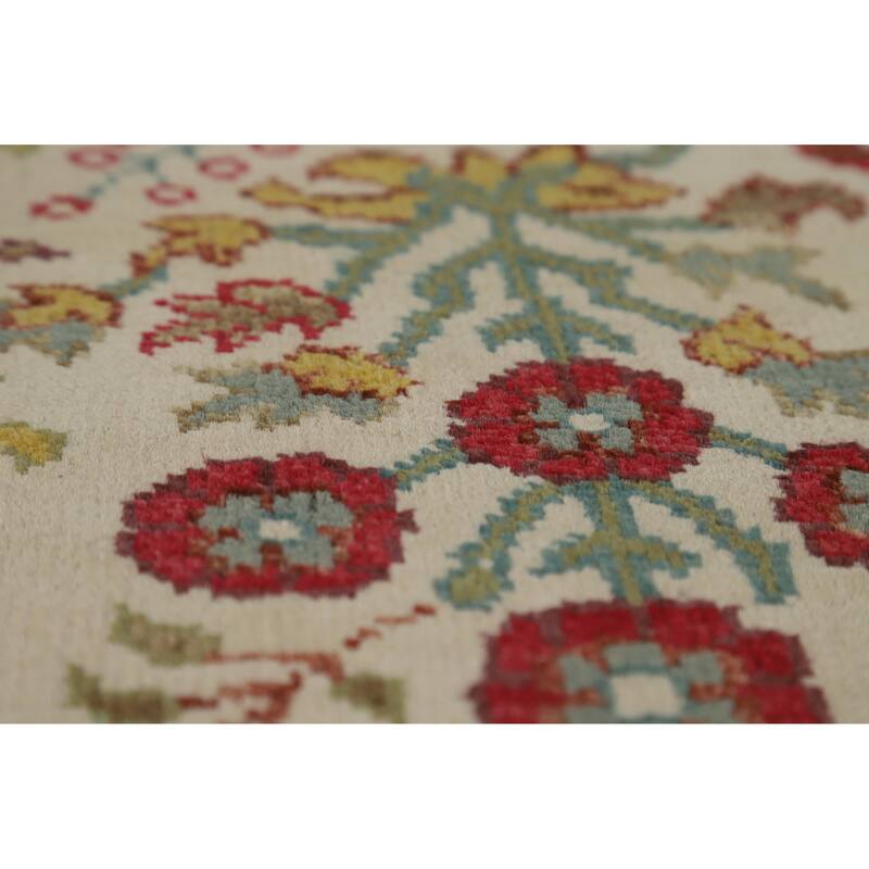 Hand Knotted Oriental 100% Wool Carpet Traditional All-Over Beige & Ivories Ziegler Area Rug - 7' 7'' X 5' 7''