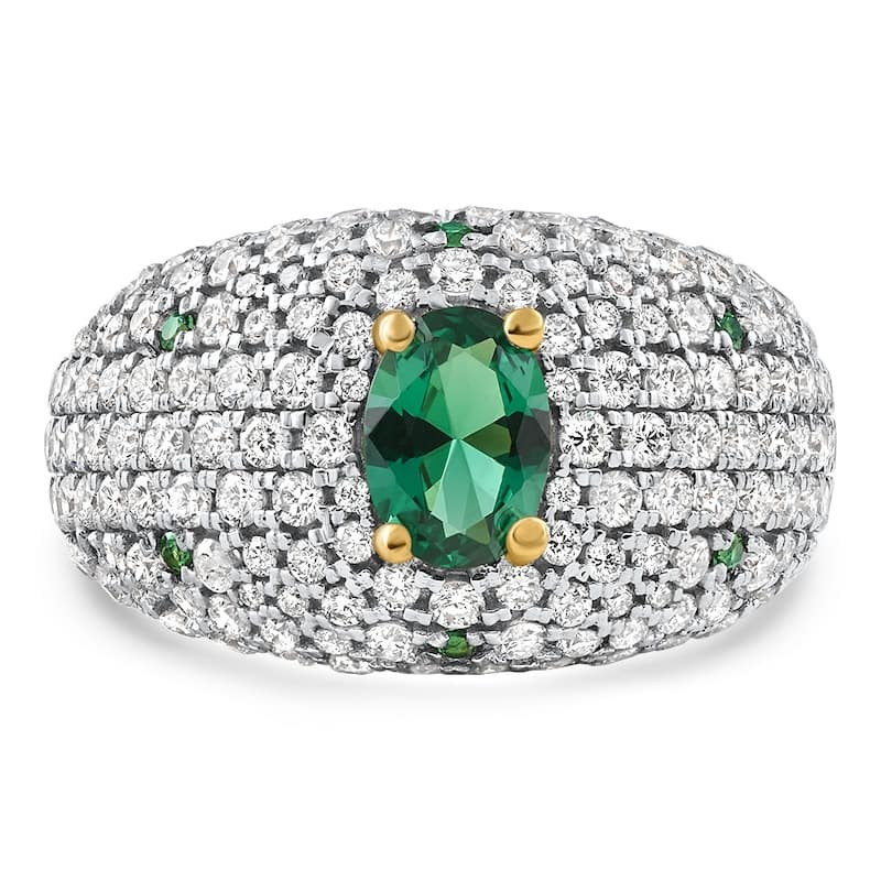 Bliss Diamond 2.70Ct Pave Emerald Diamond Ring Yellow Gold Lab Grown