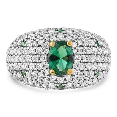 Bliss Diamond 2.70Ct Pave Emerald Diamond Ring Yellow Gold Lab Grown