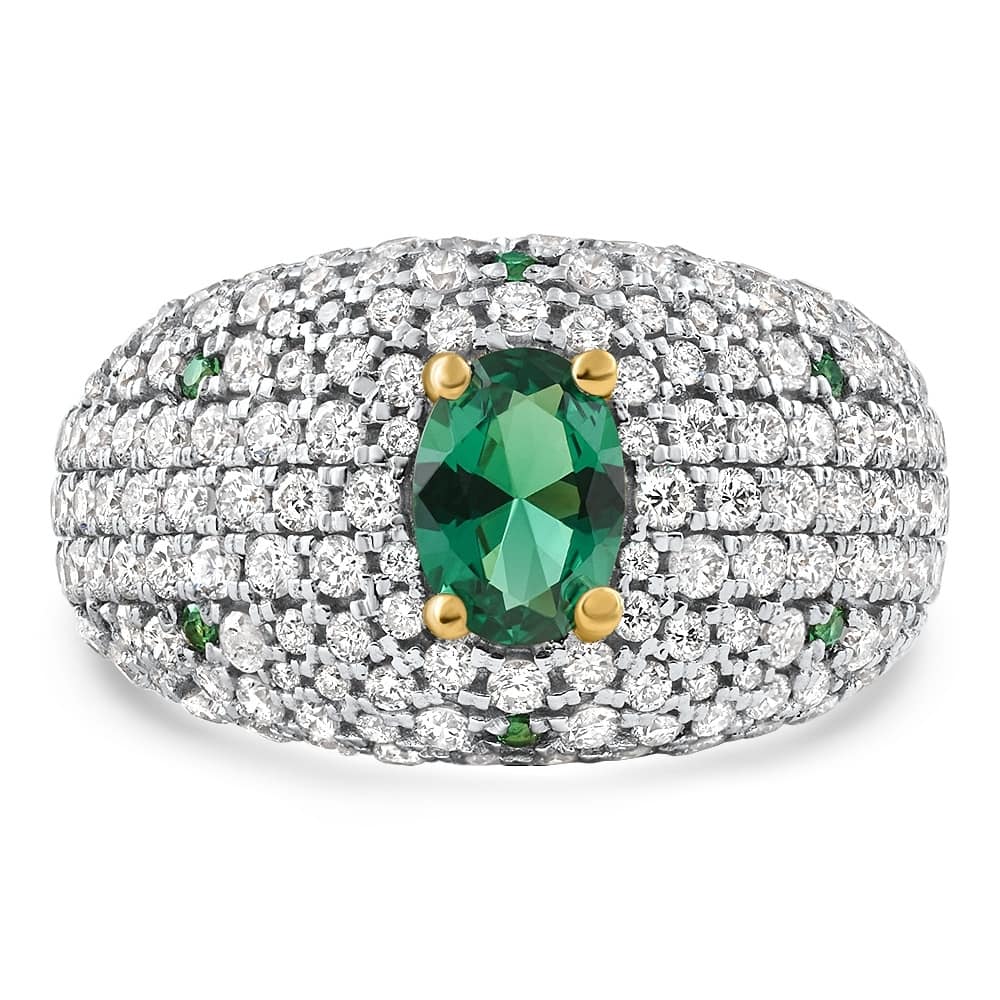 Bliss Diamond 2.70Ct Pave Emerald Diamond Ring Yellow Gold Lab Grown