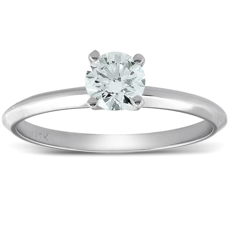 VVS1 1/3ct Round Solitaire Diamond Engagement Ring White Gold