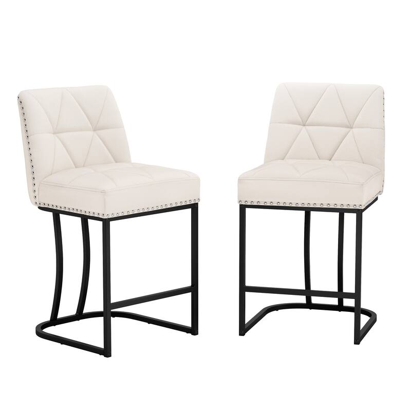 Modern 26.in Armless Barstool Metal Frame Low Back Counter Height Upholstered Bar Stool
