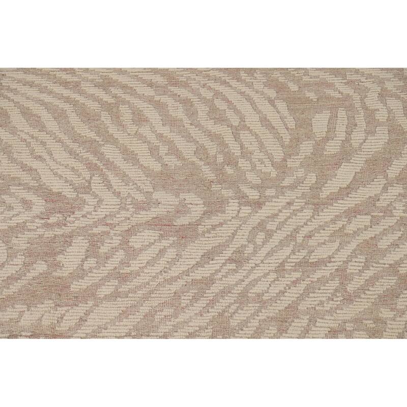 Earth Tone Abstract Moroccan Modern Area Rug Hand-Knotted Wool Carpet - 7'10" x 10'0"